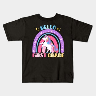 First Day of School Hello 1st Grade Unicorn Back to School Kids T-Shirt